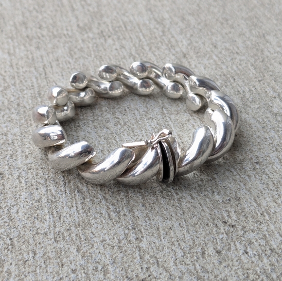 Vintage Sterling Silver Rope Bracelet Twist Hollow Puffy